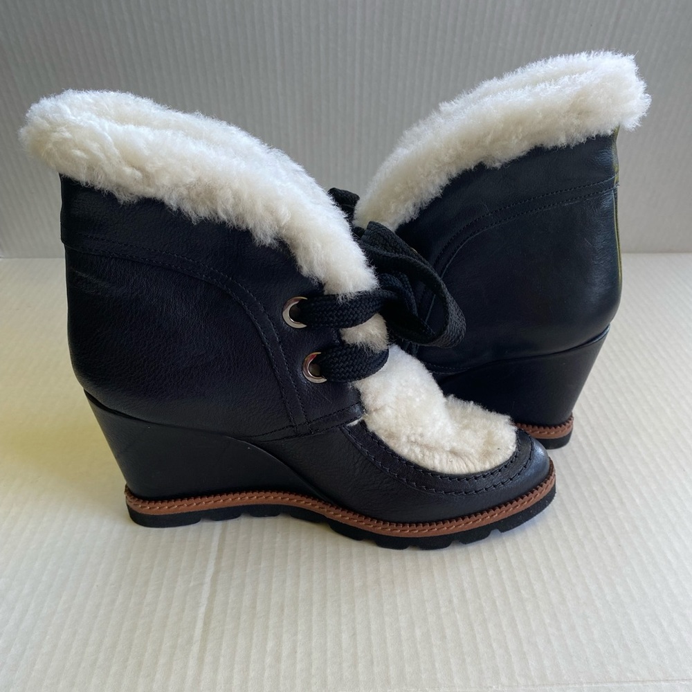| Fabianelli Made in Italy Shearling Wedge Booties